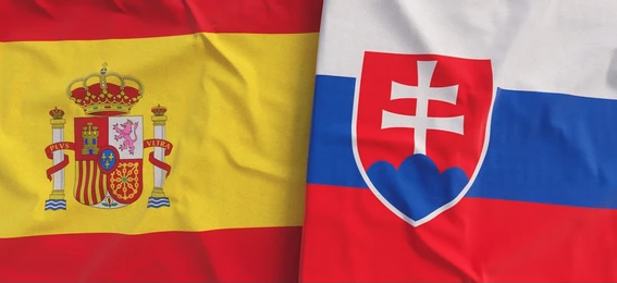 Spain and Slovakia flags